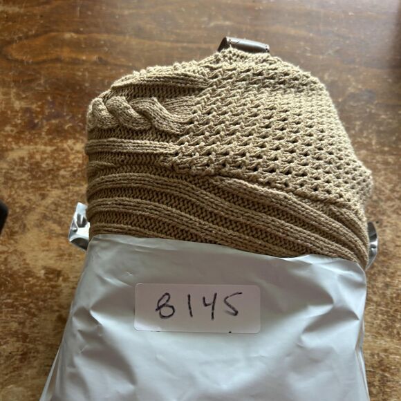 Lauren Ralph Lauren Sweater Womens Large Tan Buckle Shawl Collar Cardigan Knit - Picture 11 of 11